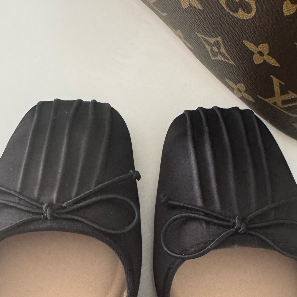 Zara Bow Black Satin Ballet Sling Back Flats Size 6 - Picture 7 of 10